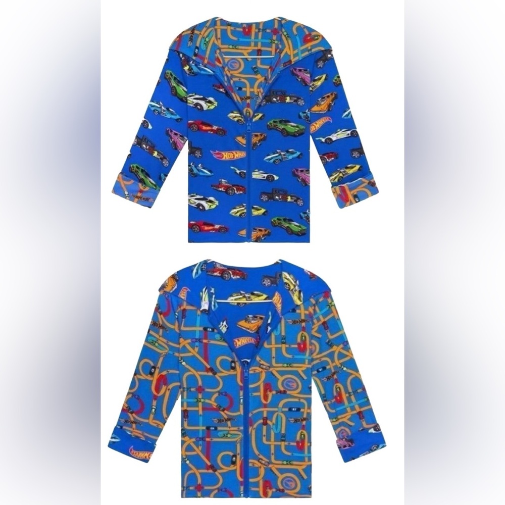 Posh Peanut Hot Wheels Reversible Bamboo Zipper Boy Hooded Jacket 18-24 months